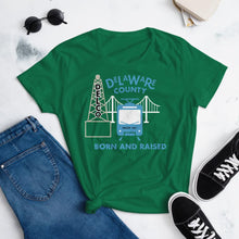 Load image into Gallery viewer, Delaware County Born and Raised Women&#39;s T-Shirt - The Pennsylvania T-Shirt Company