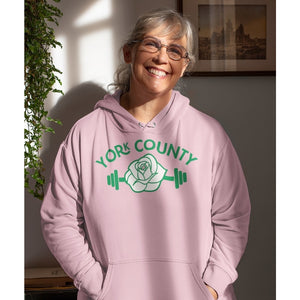 York County White Rose Barbell Hoodie - The Pennsylvania T-Shirt Company