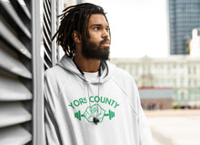 Load image into Gallery viewer, York County White Rose Barbell Hoodie - The Pennsylvania T-Shirt Company