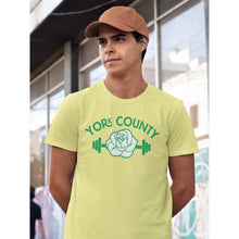 Load image into Gallery viewer, York County White Rose Barbell Men&#39;s T-Shirt - The Pennsylvania T-Shirt Company