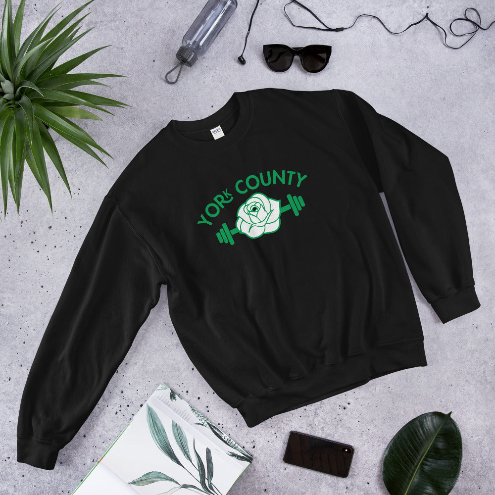 York County White Rose Barbell Sweatshirt - The Pennsylvania T-Shirt Company