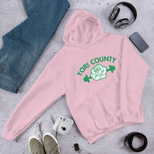 Load image into Gallery viewer, York County White Rose Barbell Hoodie - The Pennsylvania T-Shirt Company
