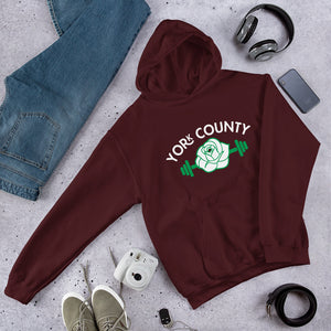 York County White Rose Barbell Hoodie - The Pennsylvania T-Shirt Company