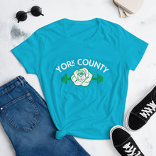 Load image into Gallery viewer, York County White Rose Barbell Women&#39;s T-Shirt - The Pennsylvania T-Shirt Company