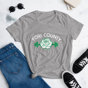 York County White Rose Barbell Women's T-Shirt - The Pennsylvania T-Shirt Company